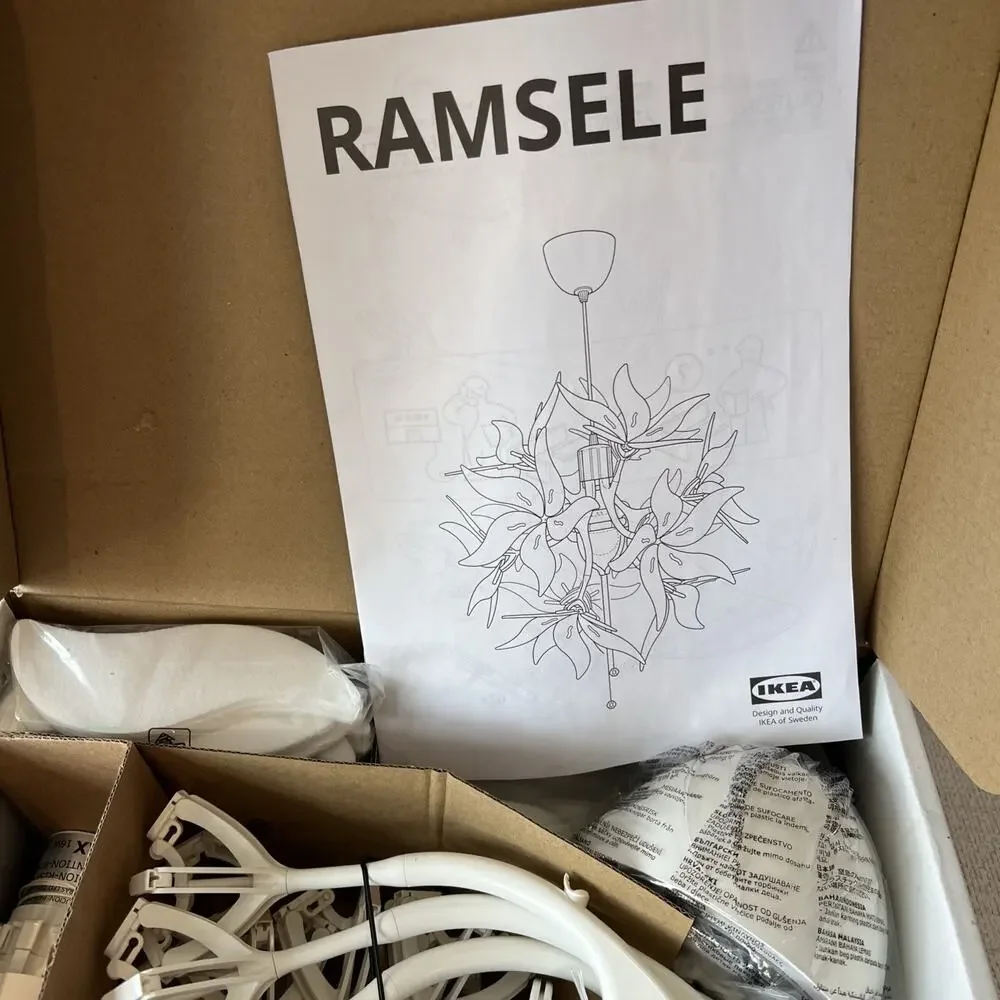 IKEA RAMSELE Pendant Lamp David Wahl White Floral Chandelier Complete Box Light